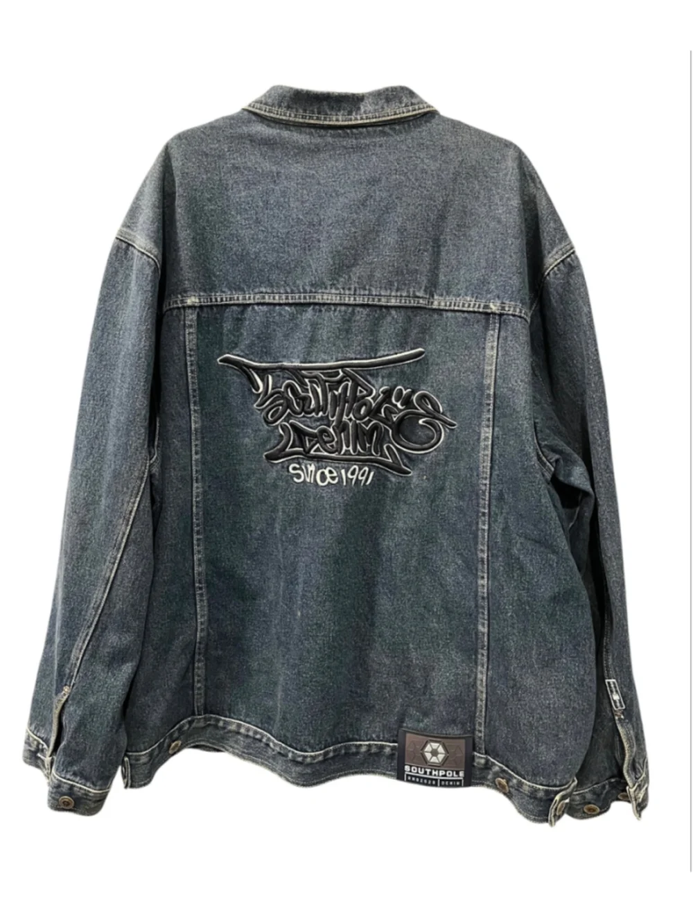 VTG Southpole Denim Jacket Size XXL Baggy Graffiti Embroidered Y2K 90s Hip Hop